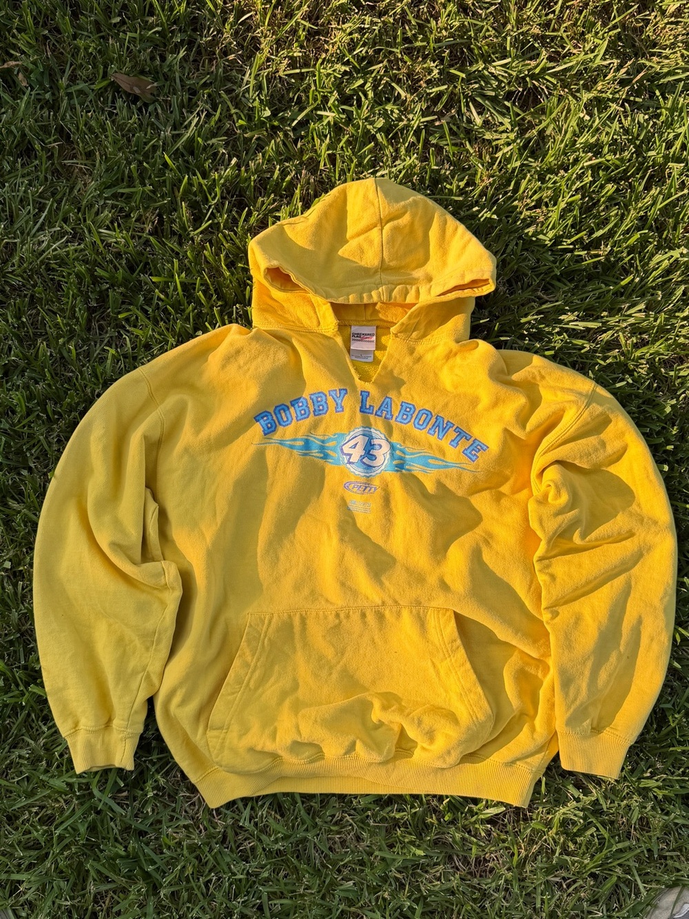 Nascar Bobby Labonte Yellow Hoodie with Blue Accent